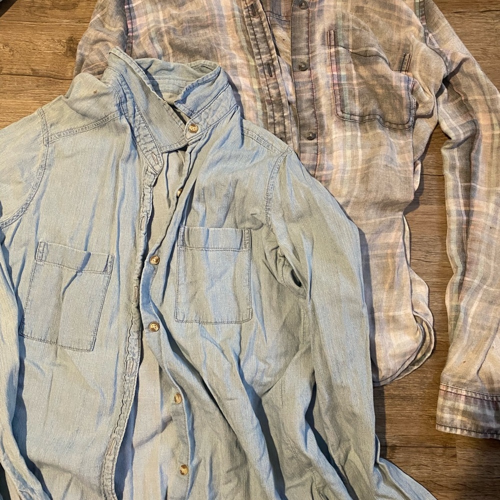 Womens button up shirts 1- Hollister, 1-American Eagle
